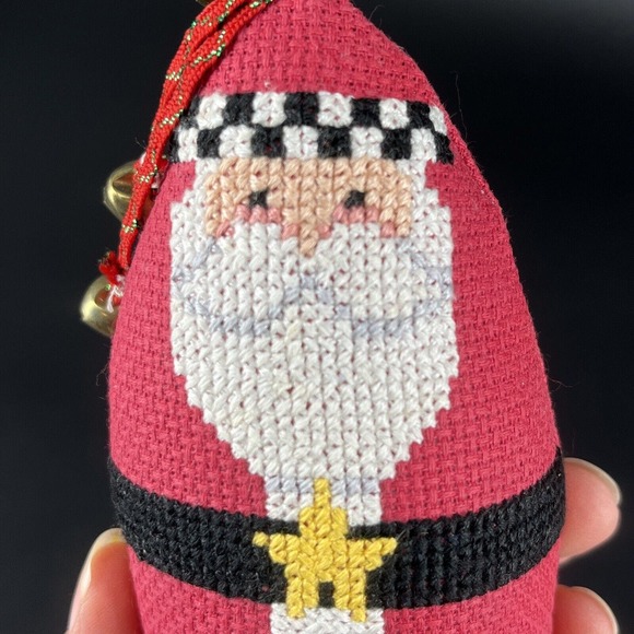 VINTAGE Cross Stitched Stuffed Plush Santa Claus Dolls Set 3 Christmas Decor - Picture 12 of 16